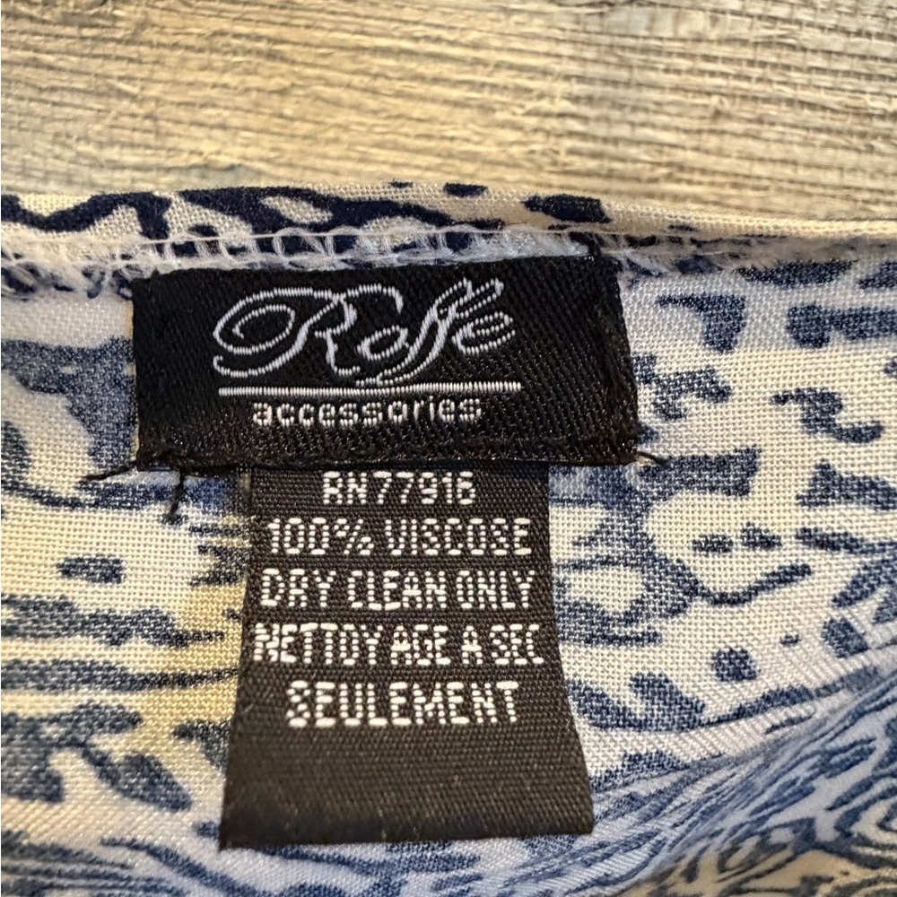 One size Anthropologie roffe kimono cardigan top blue white print paisley tassle - Picture 8 of 9